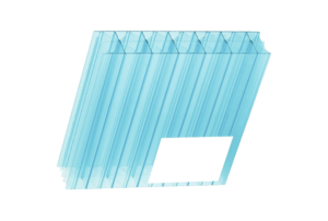Muestra de lámina de policarbonato celular azul