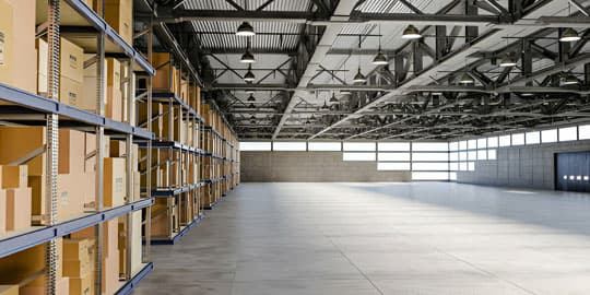 Interior de bodega de almacenaje de productos